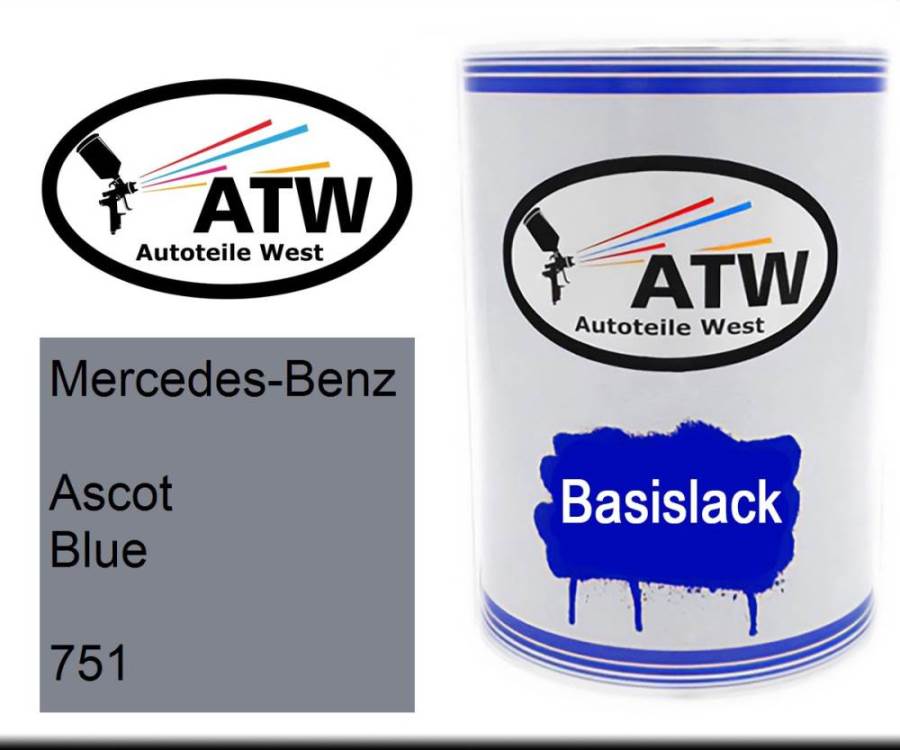 Mercedes-Benz, Ascot Blue, 751: 500ml Lackdose, von ATW Autoteile West.